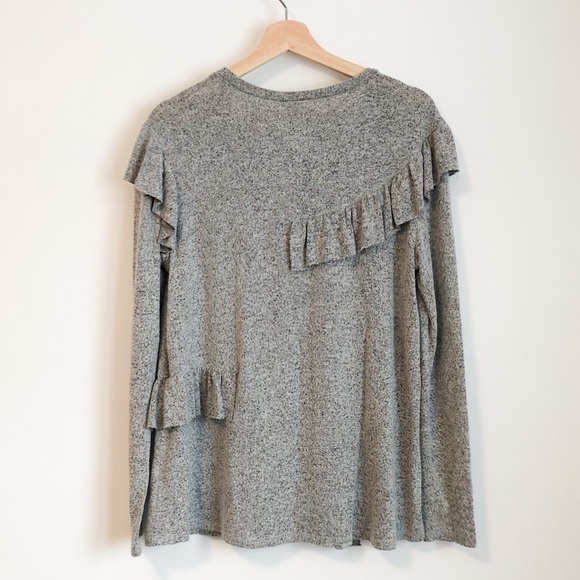 Bp cozy soft fabric ruffle long sleeve top - Picture 2 of 5